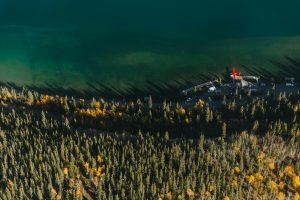 Float plane docked along the Yukon River