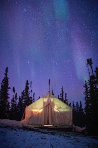 Canvas wall tent on Banting Lake